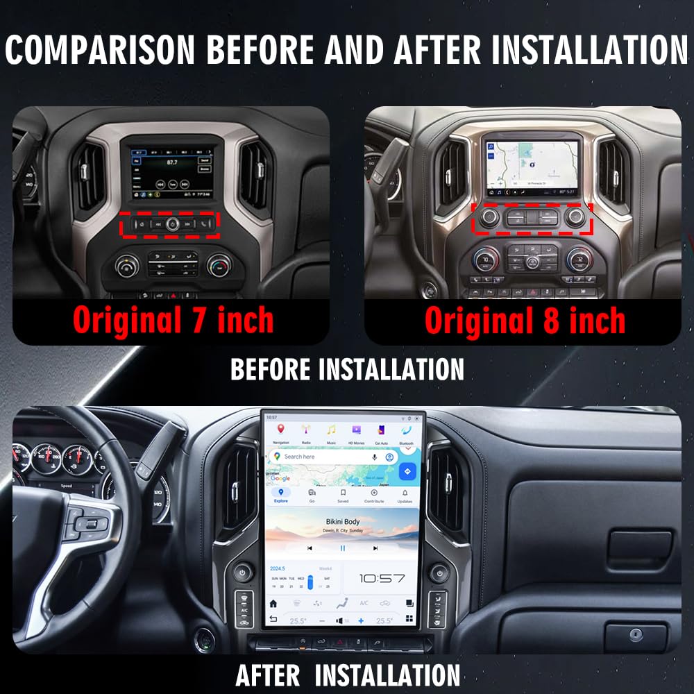 15.6" Android car radio for Silverado/Sierra, CarPlay, GPS, touchscreen