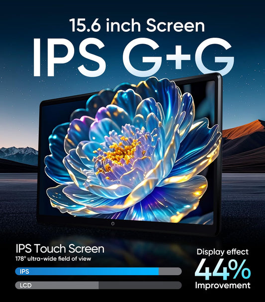 15.6" 4K Android headrest monitor, WiFi, Bluetooth, HDMI, dual screens