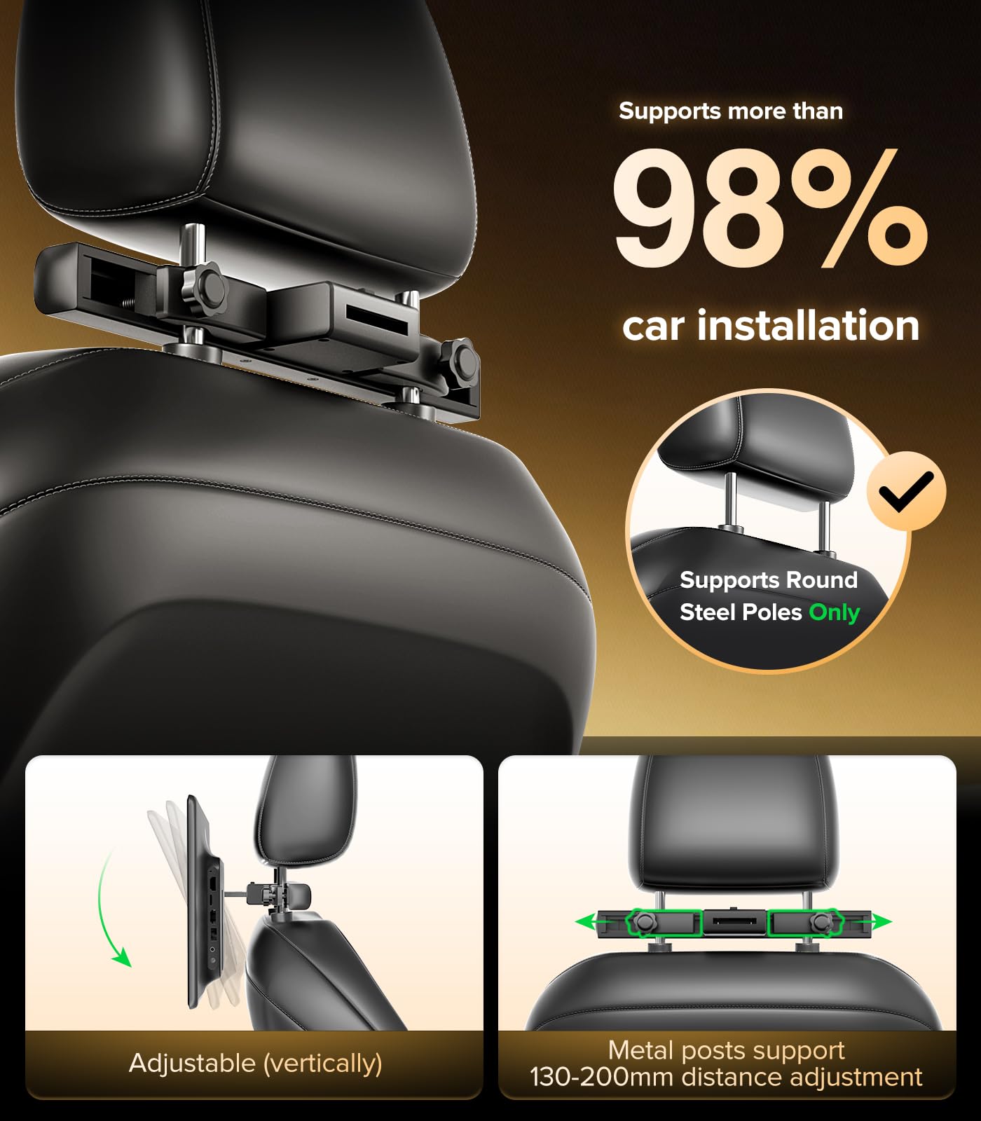 13.5" Android headrest monitor, 4K display, Netflix, HDMI, rear entertainment