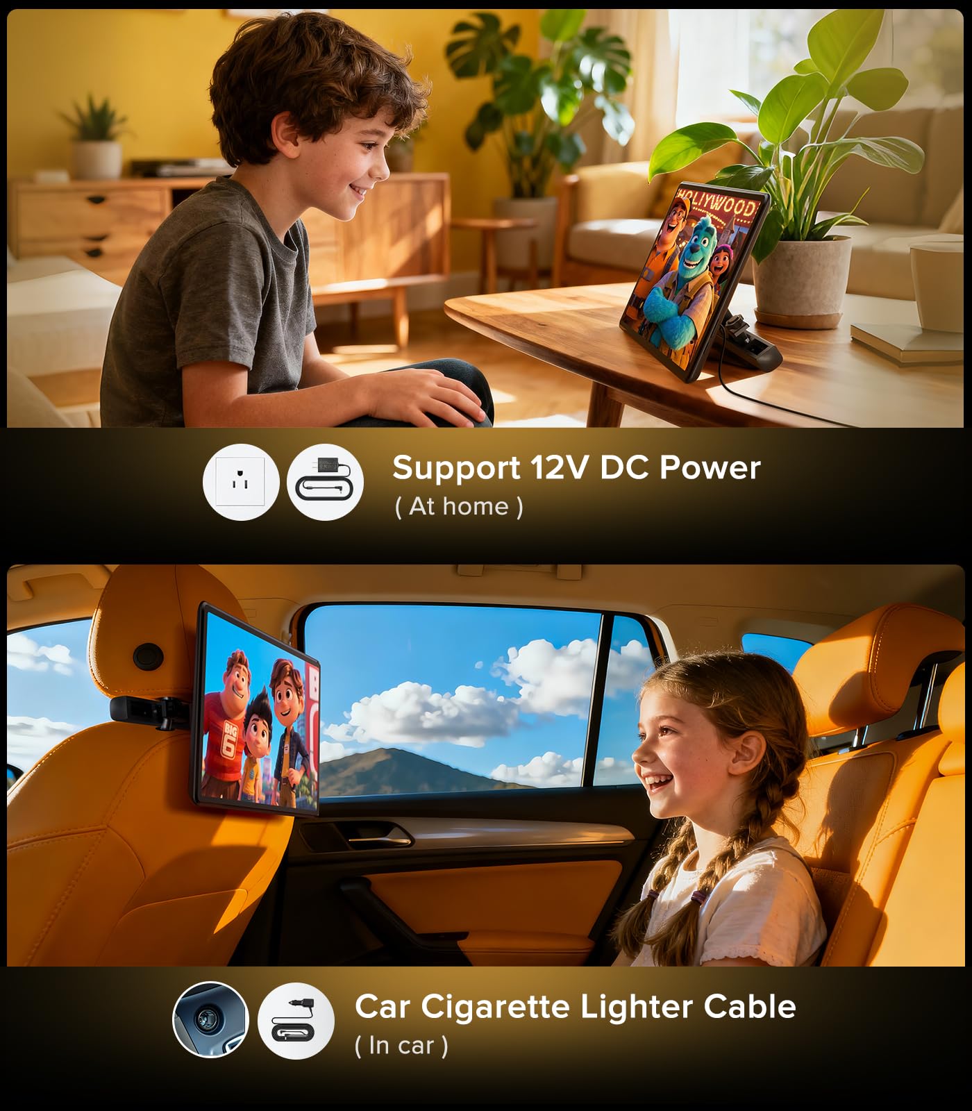 13.5" Android headrest monitor, 4K display, Netflix, HDMI, rear entertainment