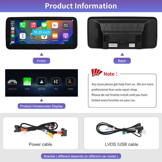 Road Top 10.25" Mercedes screen, CarPlay/Android Auto, touchscreen retrofit