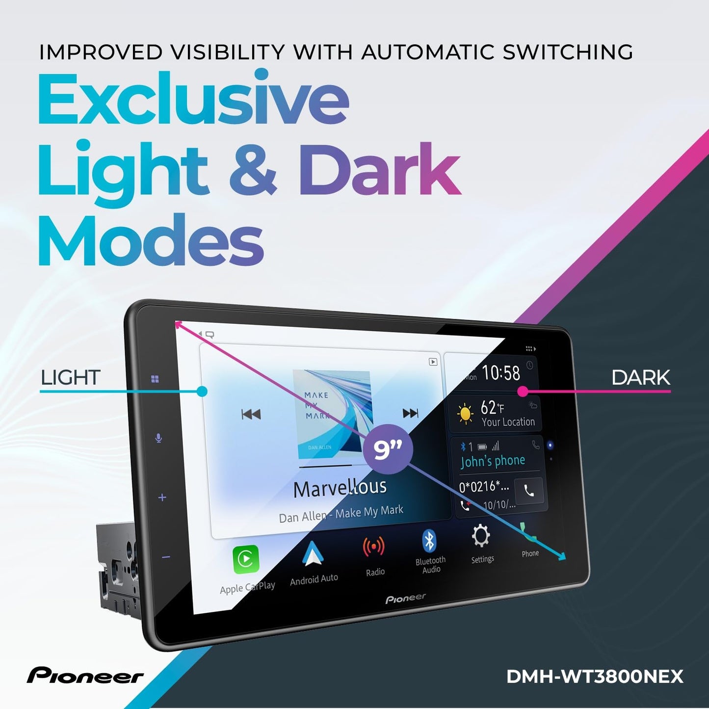 Pioneer DMH-WT3800NEX 9" display, wireless CarPlay/Android Auto, Bluetooth, Alexa