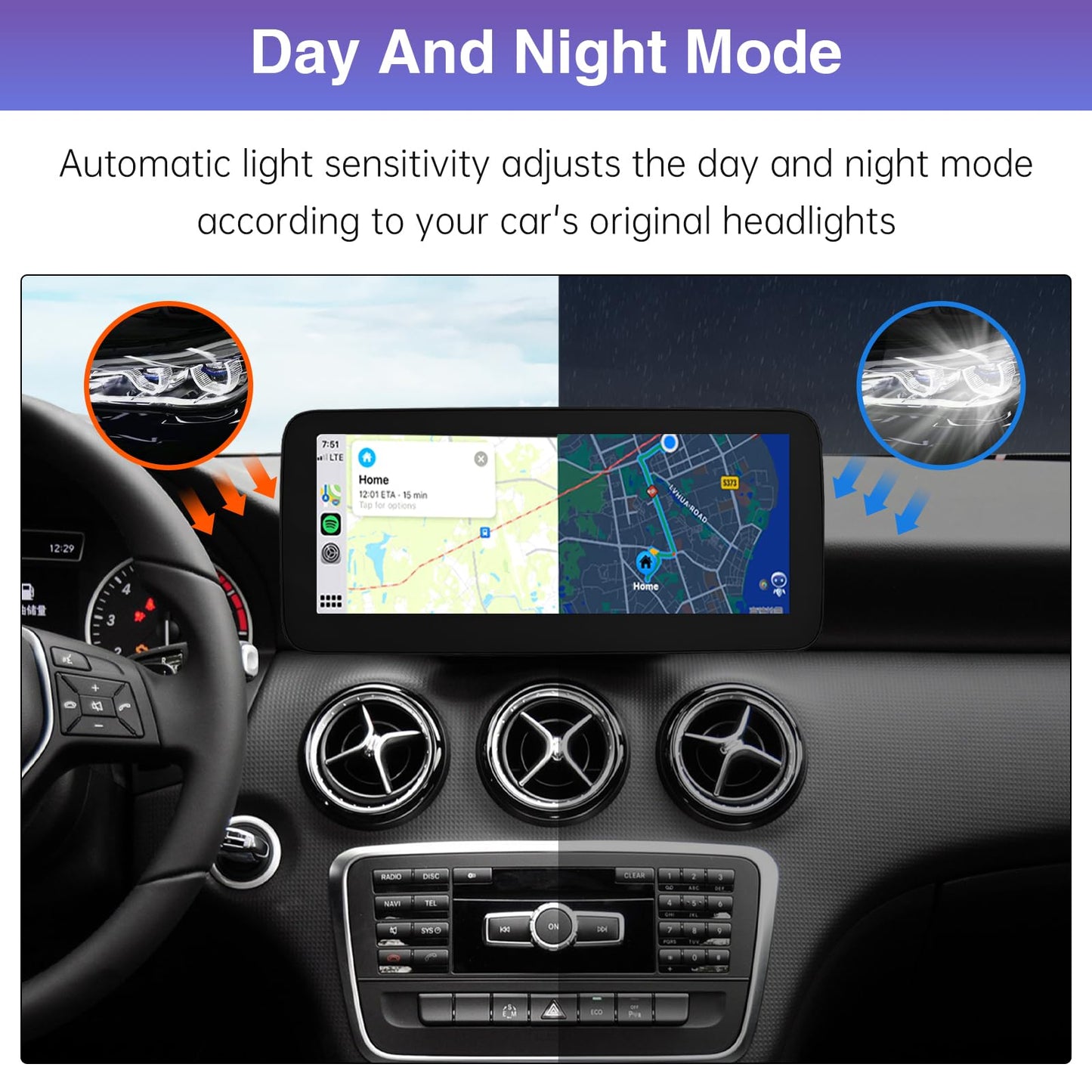 Road Top 10.25" Mercedes screen, CarPlay/Android Auto, touchscreen retrofit