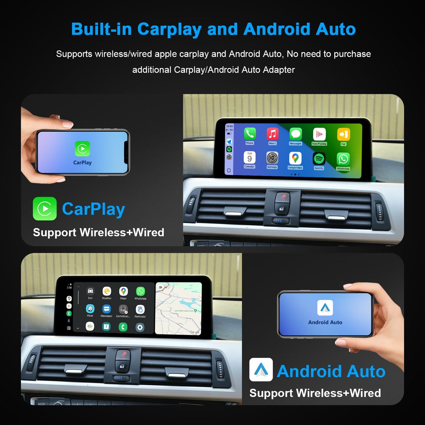 PEMP 10.25" BMW screen, CarPlay, Android Auto, reverse camera