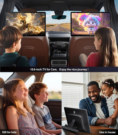 15.6" 4K Android headrest monitor, WiFi, Bluetooth, HDMI, dual screens
