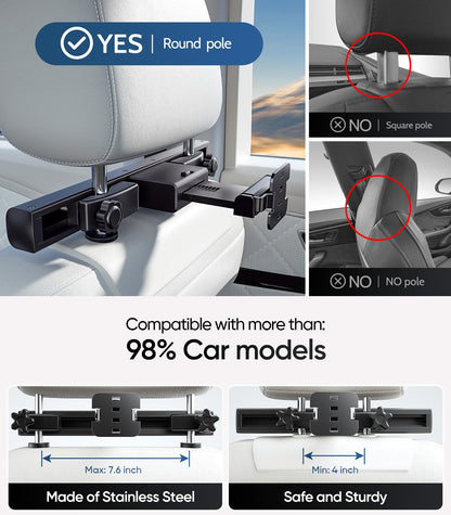 15.6" 4K Android headrest monitor, WiFi, Bluetooth, HDMI, dual screens