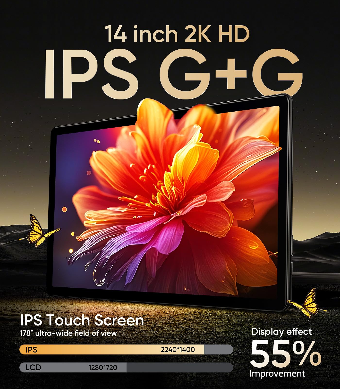 14" 4K Android headrest monitor, WiFi, Bluetooth, HDMI, dual screens